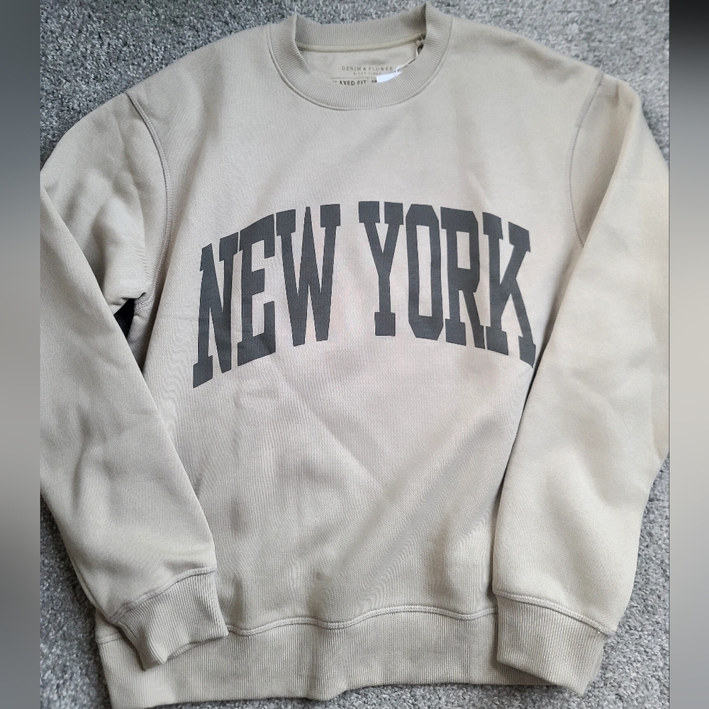 Denim & Flower Tan NEW YORK Crewneck Sweater